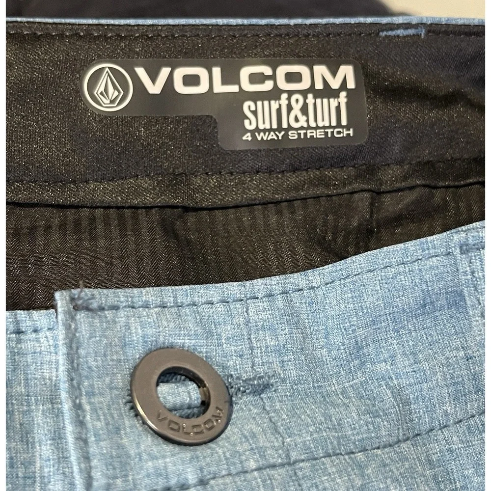 Volcom Surf & Turf 4 Way Stretch Men's Size 30 Hybrid Blue Chino Shorts Golf